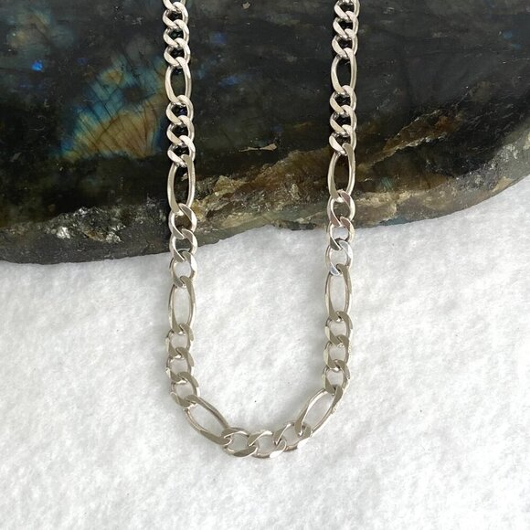 Italian Unisex Sterling Silver 925 5.5mm Figaro Chain Necklace 18" - Picture 4 of 16